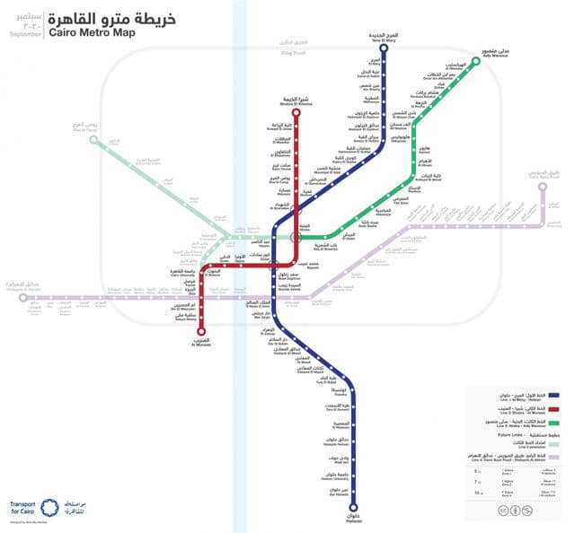 Plan des stations de metro de Cairo